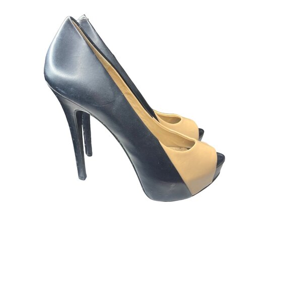 BCBGeneration Heels Size 8 1/2 Black/Beige Business Casual Classic Comfortable - Picture 6 of 16